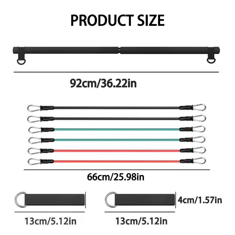 Pilates Kit with Resistance Bands, Multifunctional Yoga Pilates, Portable Home Gym Pilates Resistance Kit Full Body Workouts