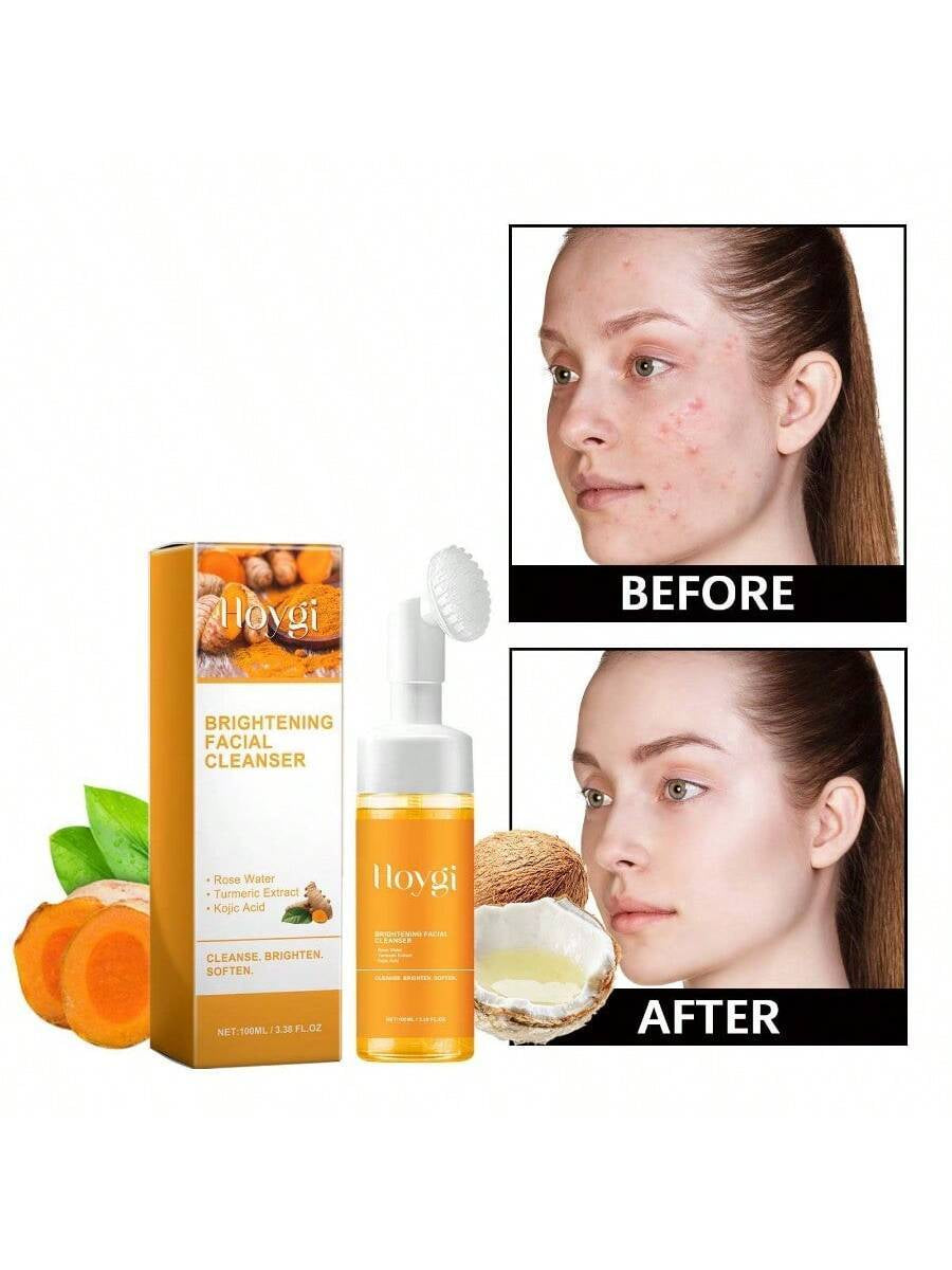 Turmeric Cleansing Facial Foam, Deeply Cleanses Facial Skin, Helps to Lighten Acne Marks & Scars, Moisturizes, Brightens Skin