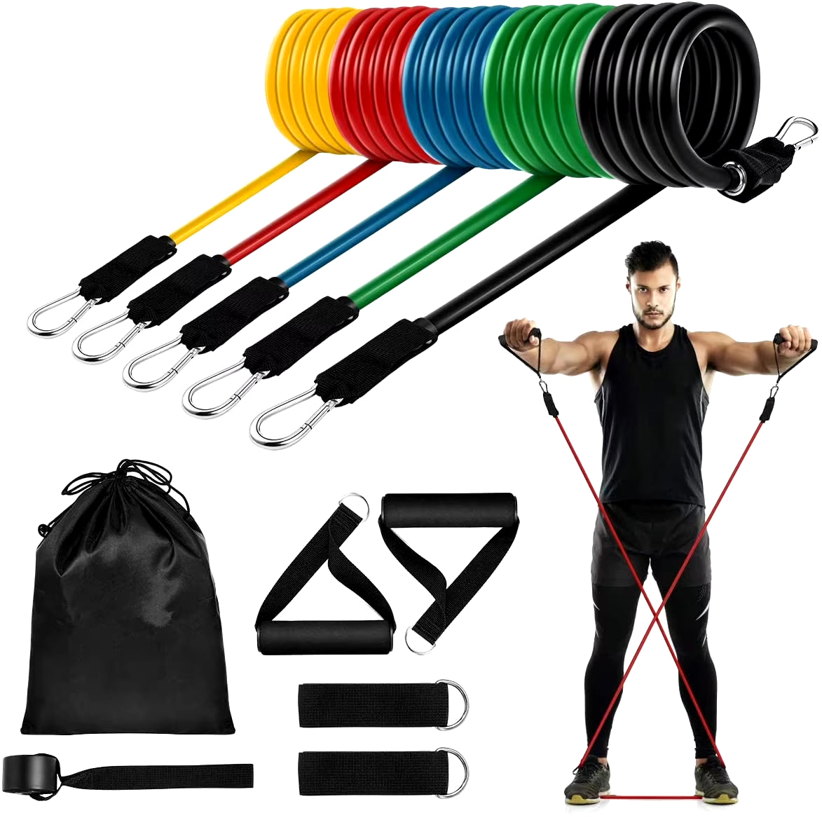 Pilates Bar Kit with Resistance Bands Multifunctional Yoga Bar Portable Home Gym Resistance Bar Kit for Full Body Workouts