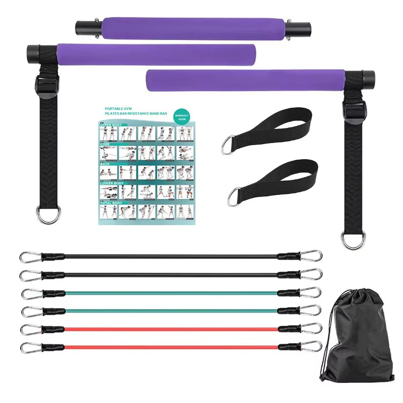 Pilates Kit with Resistance Bands, Multifunctional Yoga Pilates, Portable Home Gym Pilates Resistance Kit Full Body Workouts