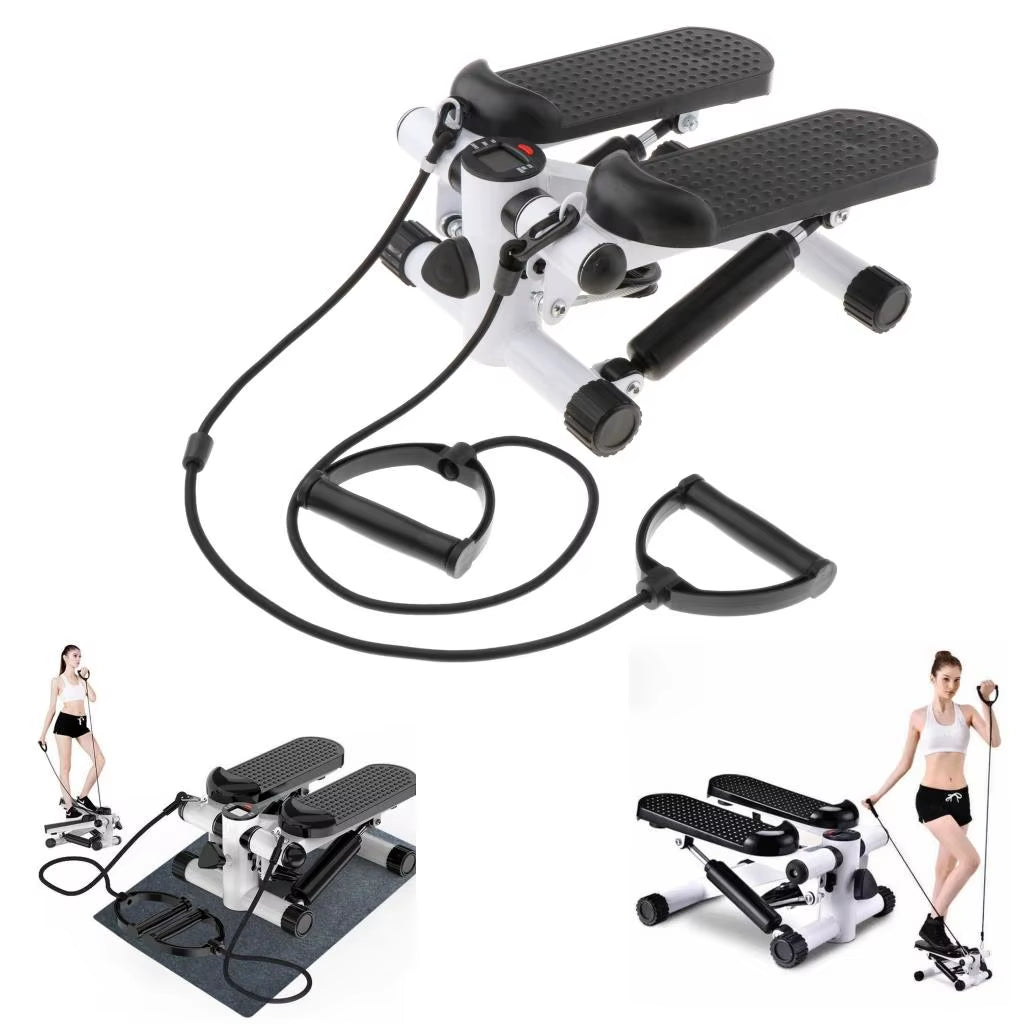 Mini Stepper Stair Stepper Foldable Pedal Stepper Exercise Equipment Twist Stepper Machine with Resistance Bands Max 150Kg