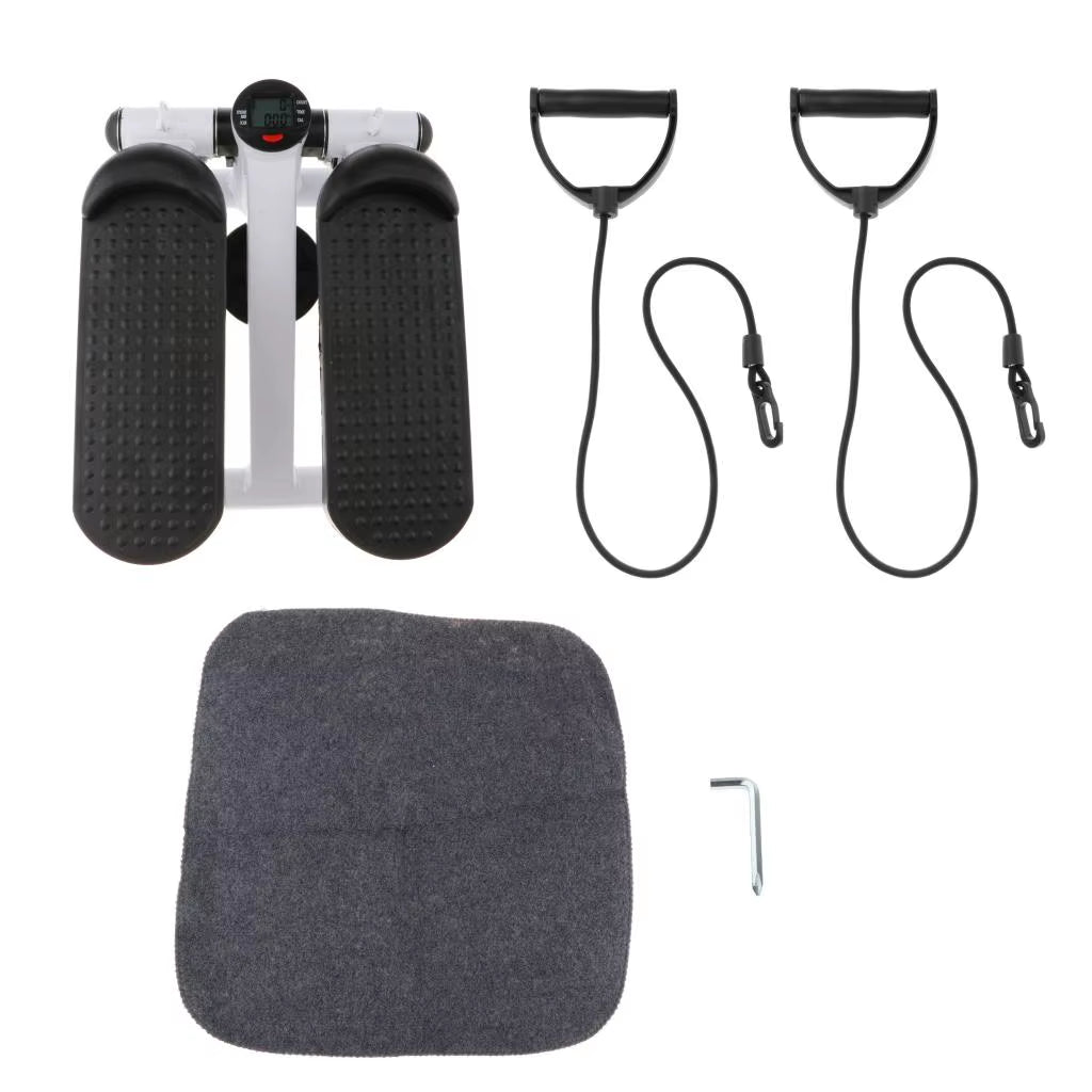 Mini Stepper Stair Stepper Foldable Pedal Stepper Exercise Equipment Twist Stepper Machine with Resistance Bands Max 150Kg