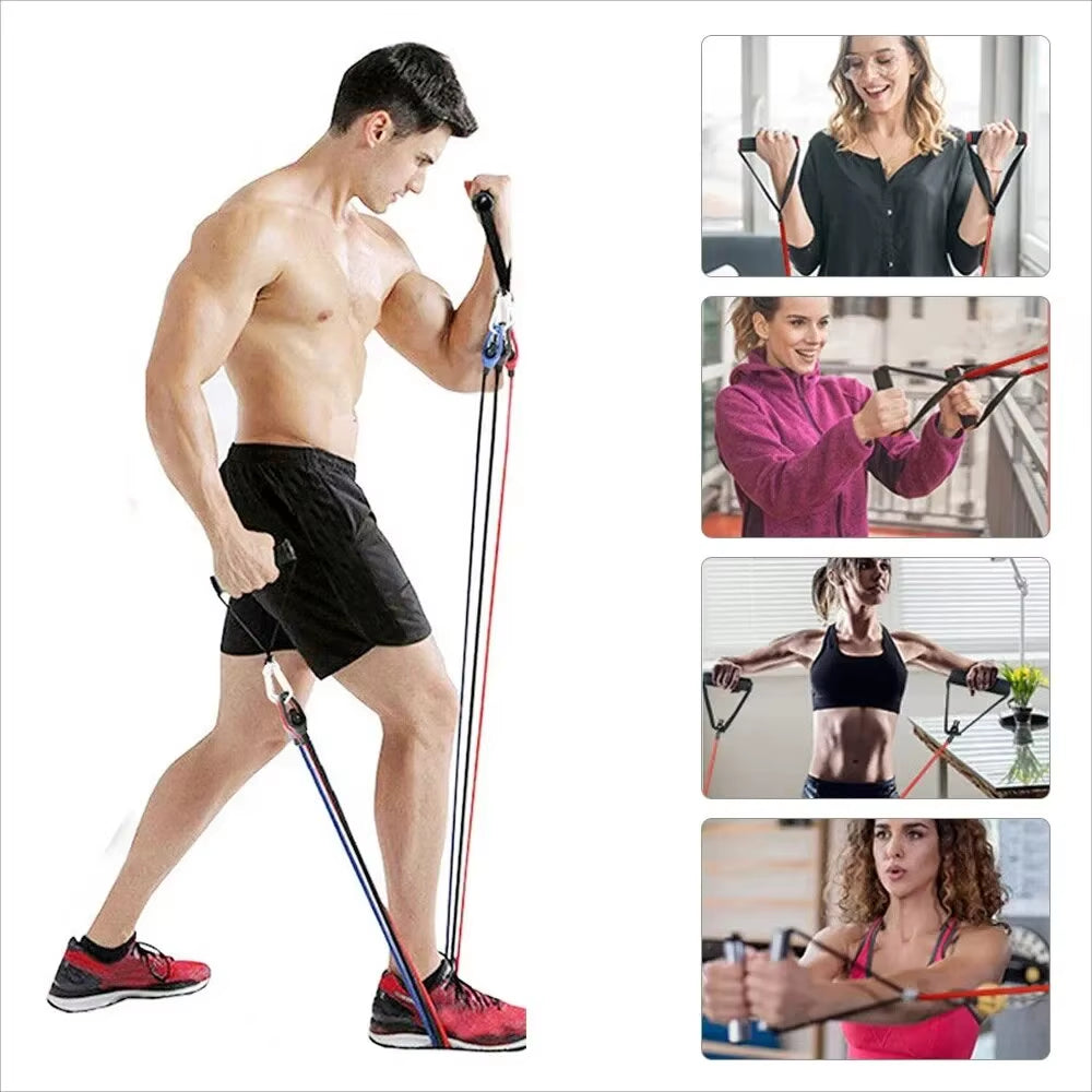 11Pcs/Set Pull Rope, Resistance Bands, Portable Fitness Equipment, Ankle Strap, Chest Expander, Elastic Exercise Band