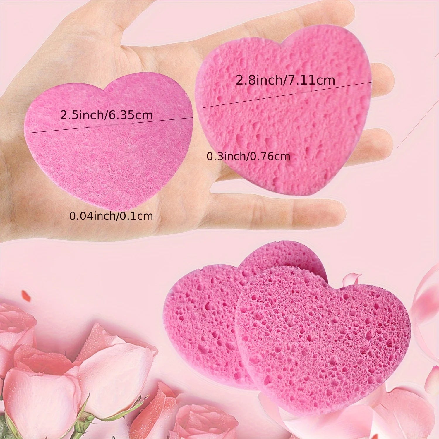 20 Pieces Facial Sponges Heart Shape Compressed Facial Natural Facial Cleansing Pads Exfoliating for Cleansing Reusable