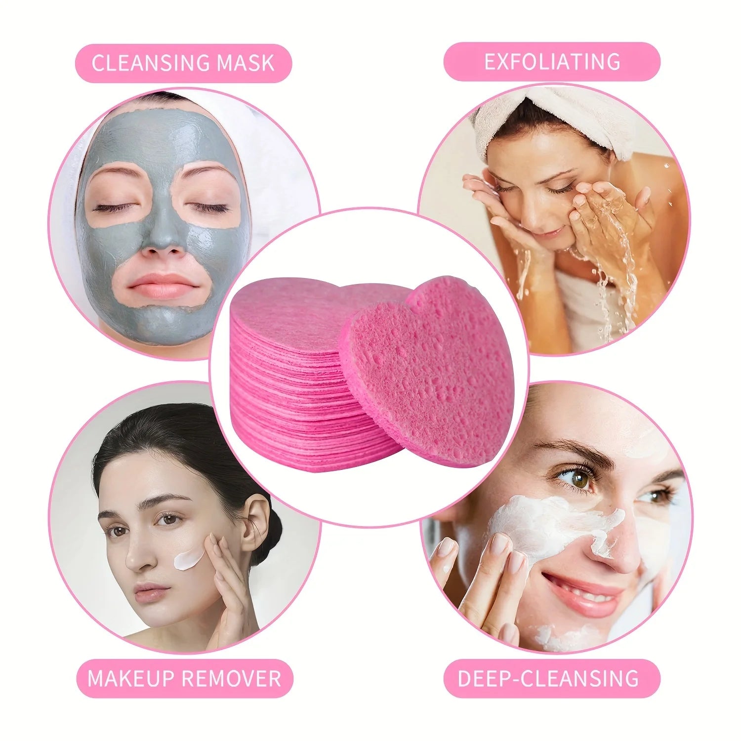 20 Pieces Facial Sponges Heart Shape Compressed Facial Natural Facial Cleansing Pads Exfoliating for Cleansing Reusable