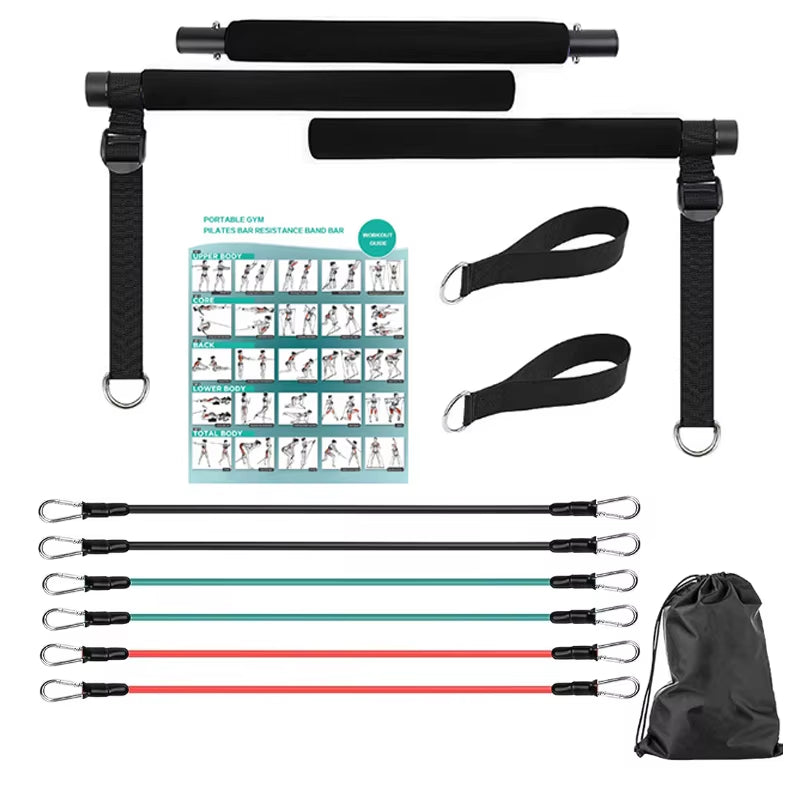Pilates Kit with Resistance Bands, Multifunctional Yoga Pilates, Portable Home Gym Pilates Resistance Kit Full Body Workouts