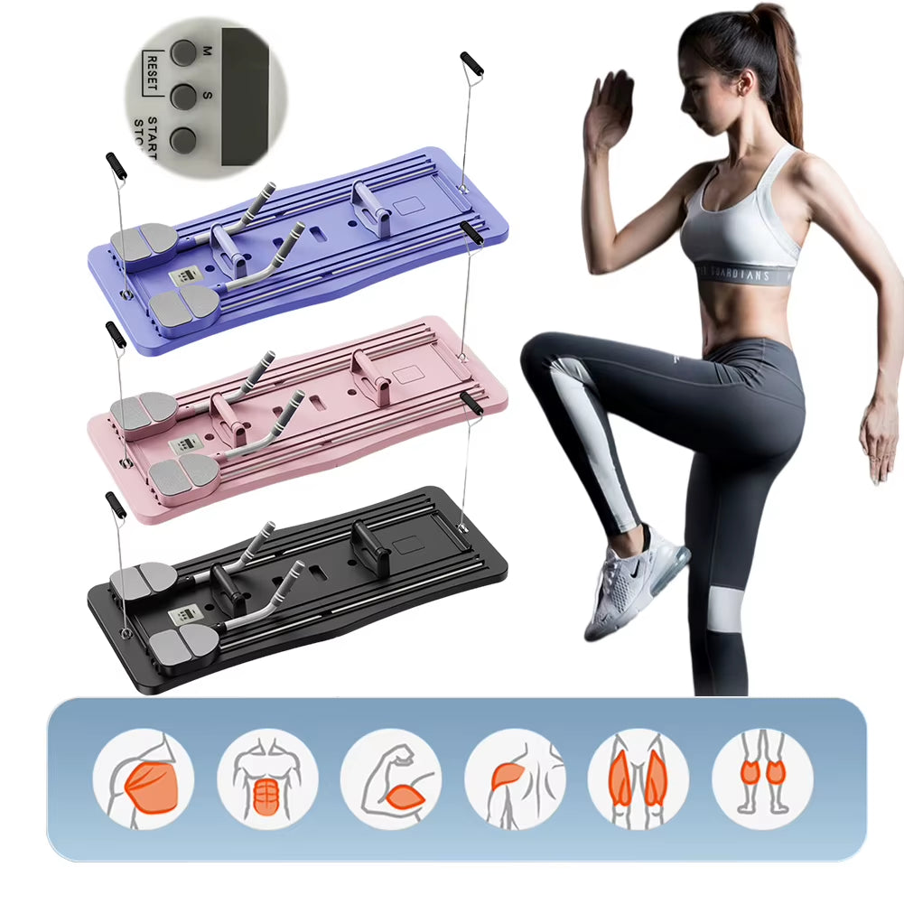 Multifunctional Fitness Board Exercise Machine Non Slip Abdominal Board Automatic Rebound Push up Board with Timer for Home Gym