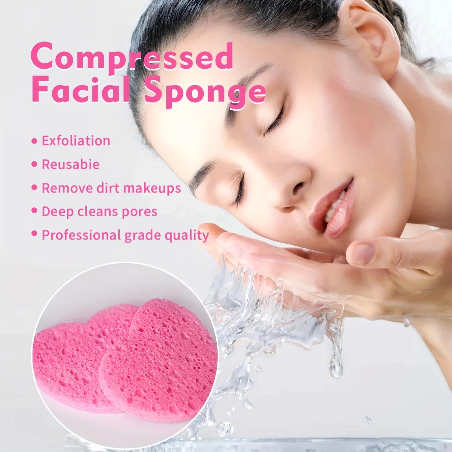 20 Pieces Facial Sponges Heart Shape Compressed Facial Natural Facial Cleansing Pads Exfoliating for Cleansing Reusable