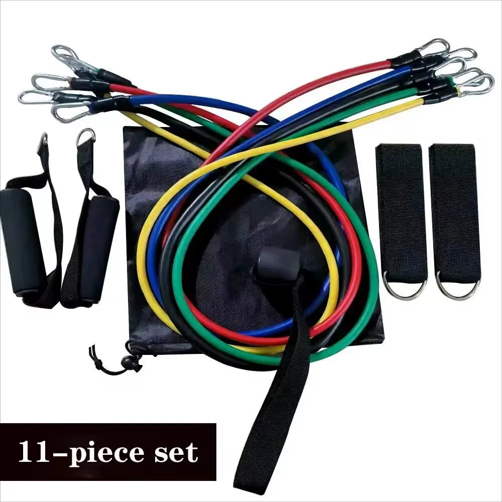 11Pcs/Set Pull Rope, Resistance Bands, Portable Fitness Equipment, Ankle Strap, Chest Expander, Elastic Exercise Band