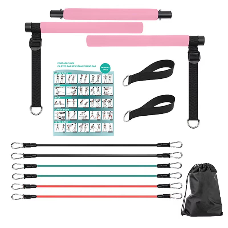 Pilates Kit with Resistance Bands, Multifunctional Yoga Pilates, Portable Home Gym Pilates Resistance Kit Full Body Workouts