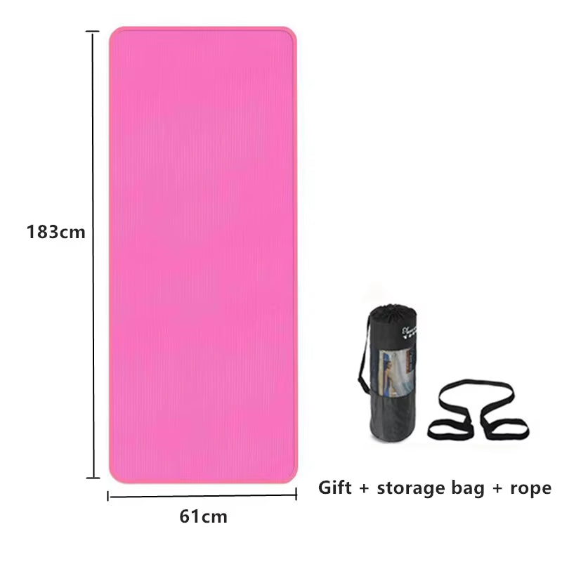 10Mm Non-Slip Yoga Mat 183Cm*61Cm Thickened NBR Gym Mats Sports Indoor Fitness Pilates Yoga Pads