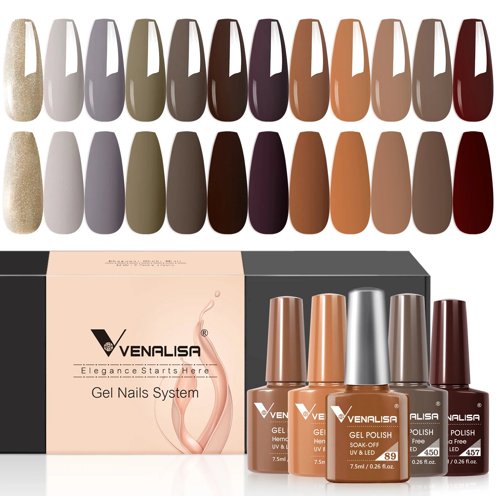 12pcs/kit Rubber Base Coat Jelly Semi Permanent Venalisa Gel Nail Polish Gorgeous Color Soak Off UV LED Branded Box VIP Gift