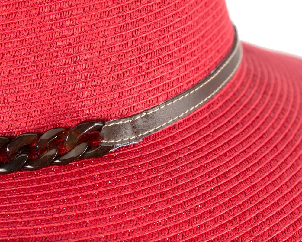 Red summer sun beach hat-3