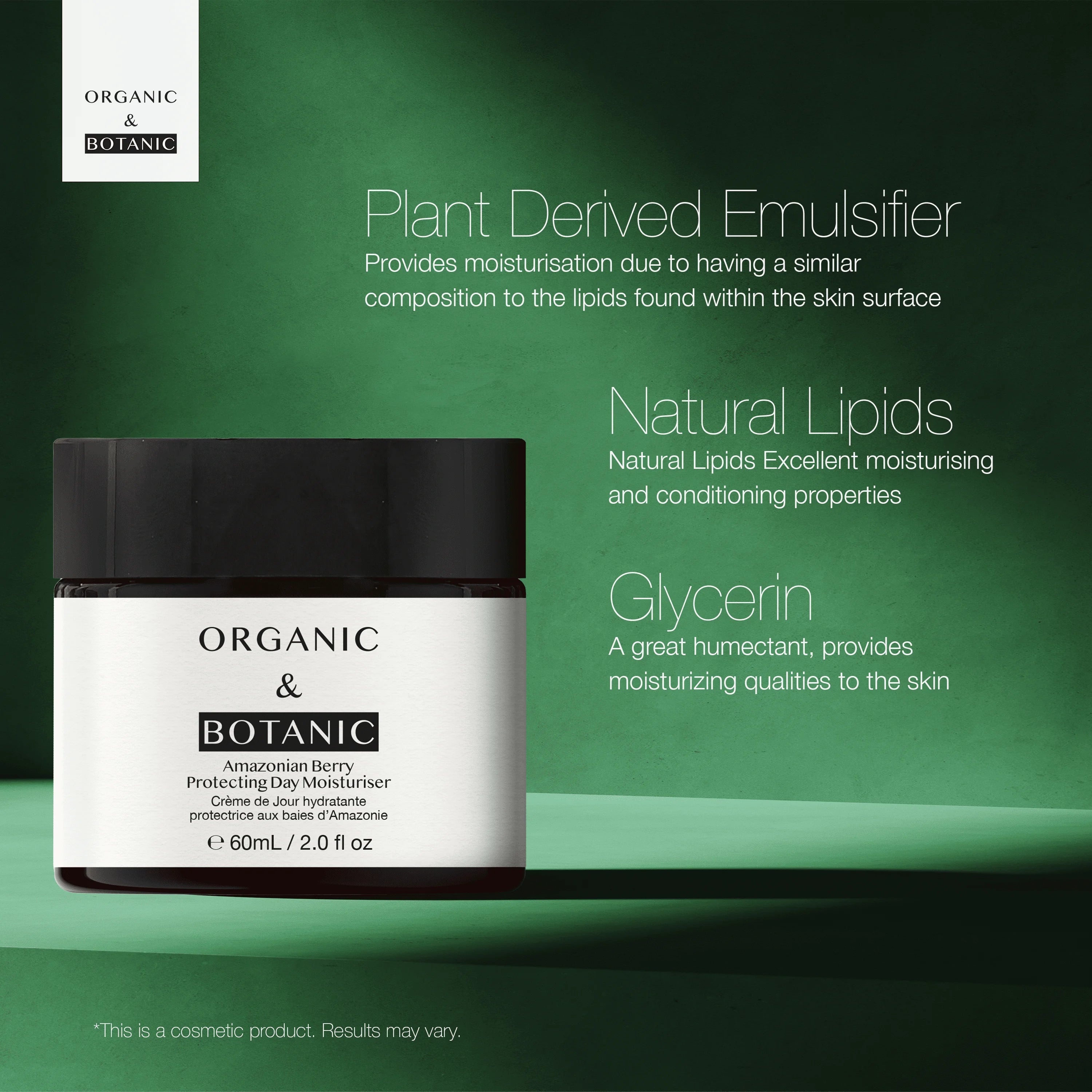 Organic & Botanic Amazonian Berry Day Moisturizer with Vitamin C & Plant Extracts 60ml | Hydrating, Antioxidant Protection