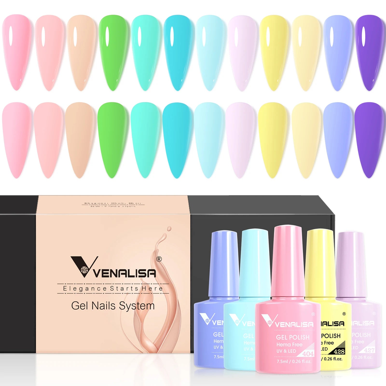 12pcs/kit Rubber Base Coat Jelly Semi Permanent Venalisa Gel Nail Polish Gorgeous Color Soak Off UV LED Branded Box VIP Gift