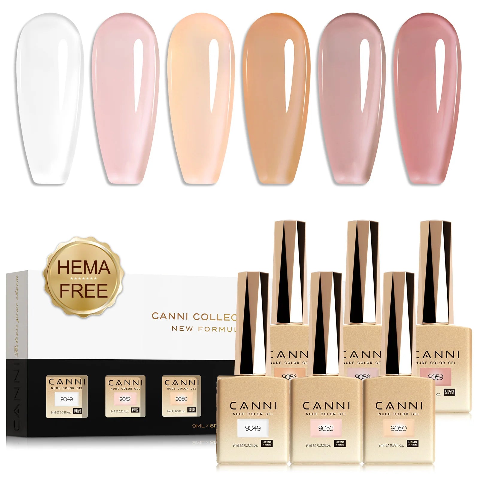 HEMA FREE CANNI Color Nail Gel Polish Kit Pink Blue Collection Semi Permanent Nail Manicure Soak Off UV LED Gel Set 6pcs*9ml