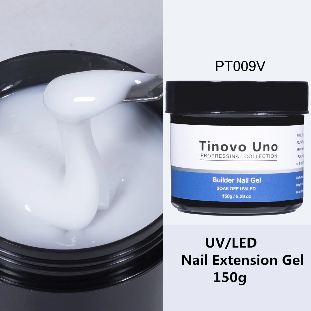 Tinovo Uno Poly Nail Gel French Manicure Builder UV Gel for Extension 150g White Crystal Pink Poly Acrylic Gel Paint Nails Art