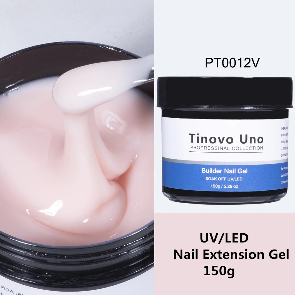 Tinovo Uno Poly Nail Gel French Manicure Builder UV Gel for Extension 150g White Crystal Pink Poly Acrylic Gel Paint Nails Art