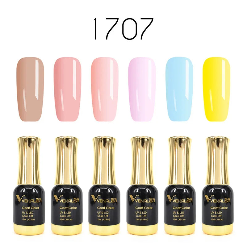 Venalisa Jelly Pink Kit 12ml Gel Nail Polish Full Coverage Platinum Pigment Fall Color Gorgeous Color Soak Off UV LEDGel Varnish