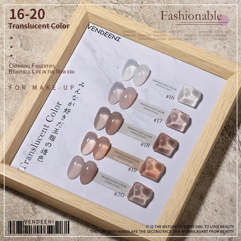 Vendeeni Nude Jelly UV Gel Nail Polish 40 Colors Translucent Semi Permanent Nail Art Lacquer Gel Pink Skin Tone Gel Varnish 15ml