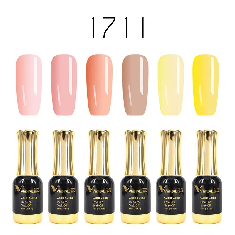 Venalisa Jelly Pink Kit 12ml Gel Nail Polish Full Coverage Platinum Pigment Fall Color Gorgeous Color Soak Off UV LEDGel Varnish