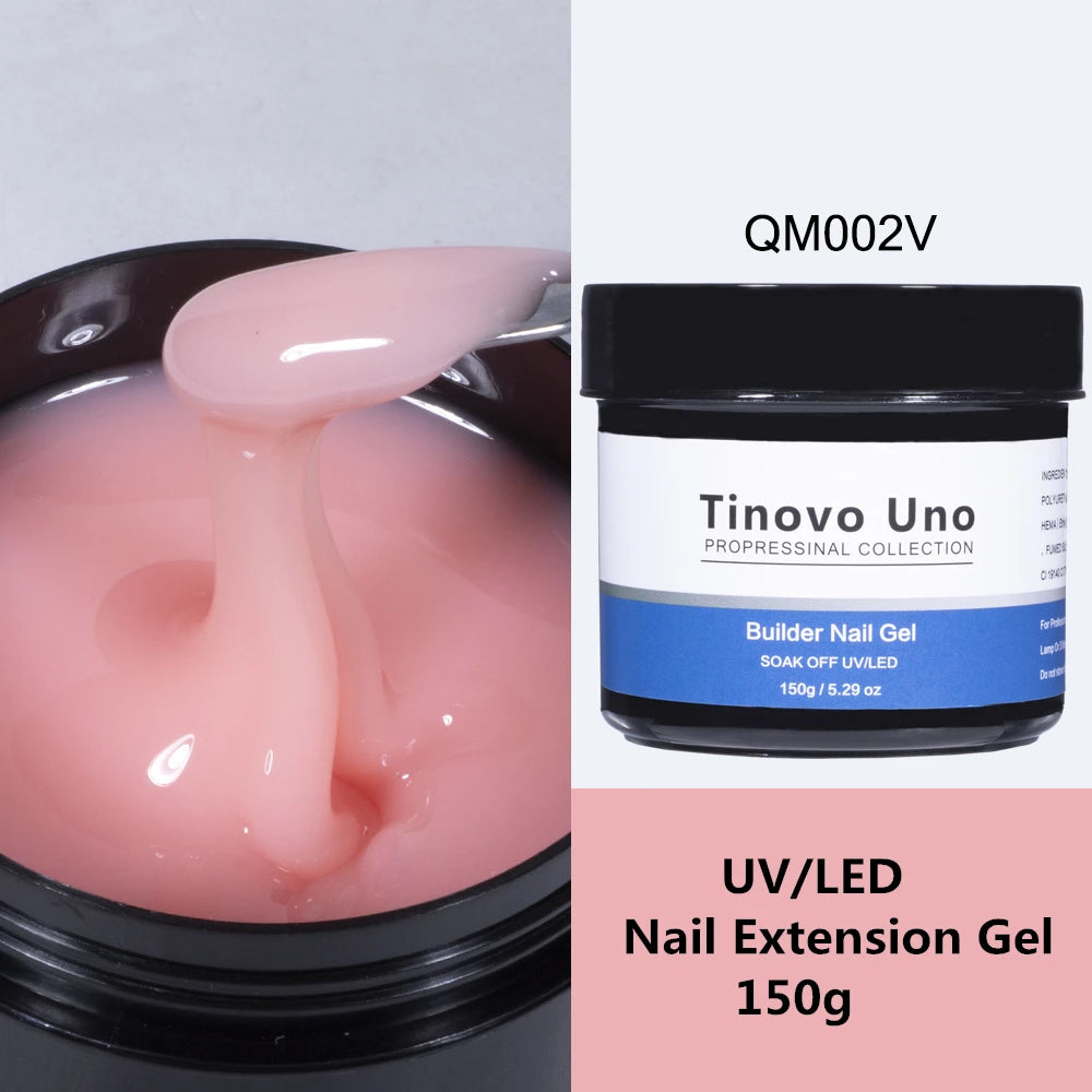 Tinovo Uno Poly Nail Gel French Manicure Builder UV Gel for Extension 150g White Crystal Pink Poly Acrylic Gel Paint Nails Art