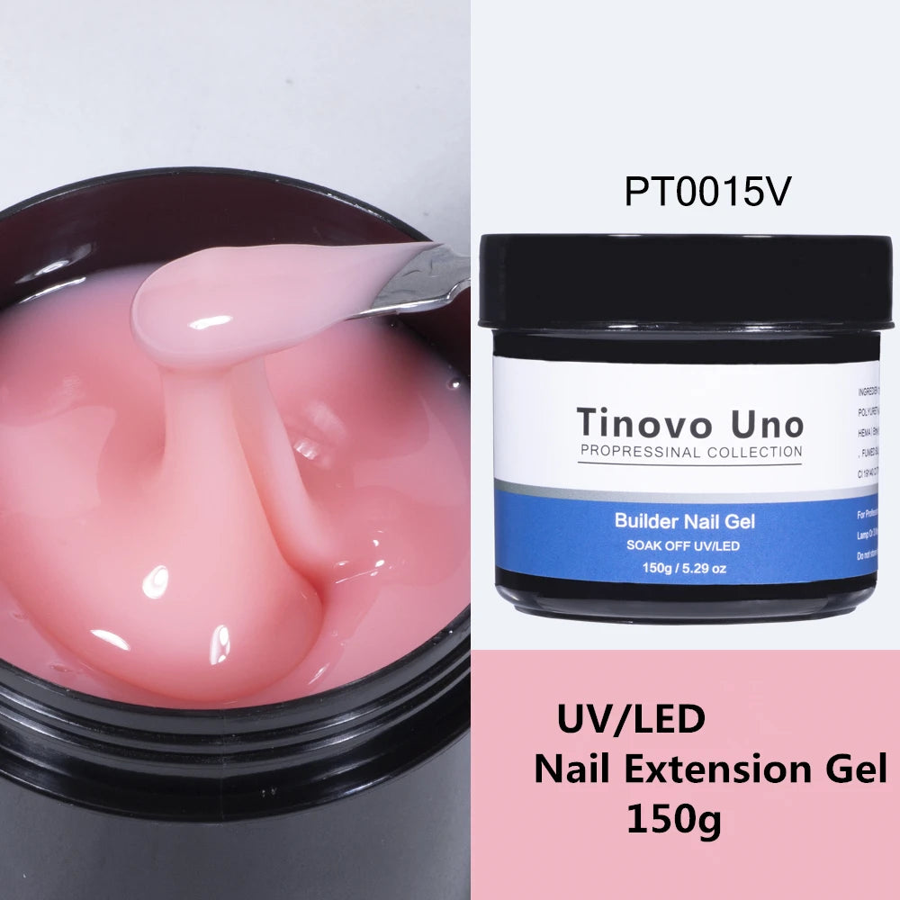 Tinovo Uno Poly Nail Gel French Manicure Builder UV Gel for Extension 150g White Crystal Pink Poly Acrylic Gel Paint Nails Art