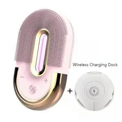 Electric Facial Cleansing Brush Silicone Sonic Face Cleaner Deep Pore Cleaning Skin Massager Face Cleansing Brush EMS Color Ligh