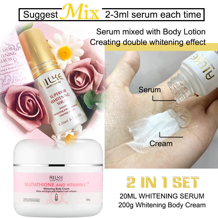 AILKE Whitening Moisturizing Anti-Freckle Body Lotion, Suitable For Face And Body, Glutathione Korean Women's Skin Care Products