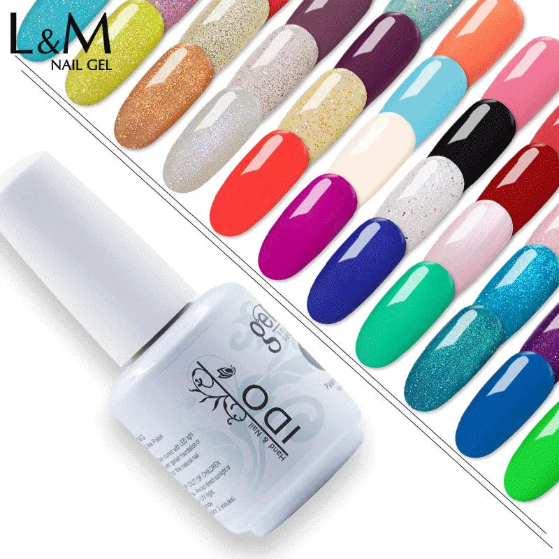IDO 12 PCS/LOT Gel Nail Polish Semi Permanent Gellack Nail Art Salon 290 Colors Glitter 15ML UV LED Gel Polish Varnish гель лак