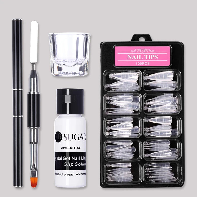 UR SUGAR 15ml Extension Nail Gel Set Full Manicure Kit Crystal Acrylic Quick Extension Nails Building Fingertips Tools Set