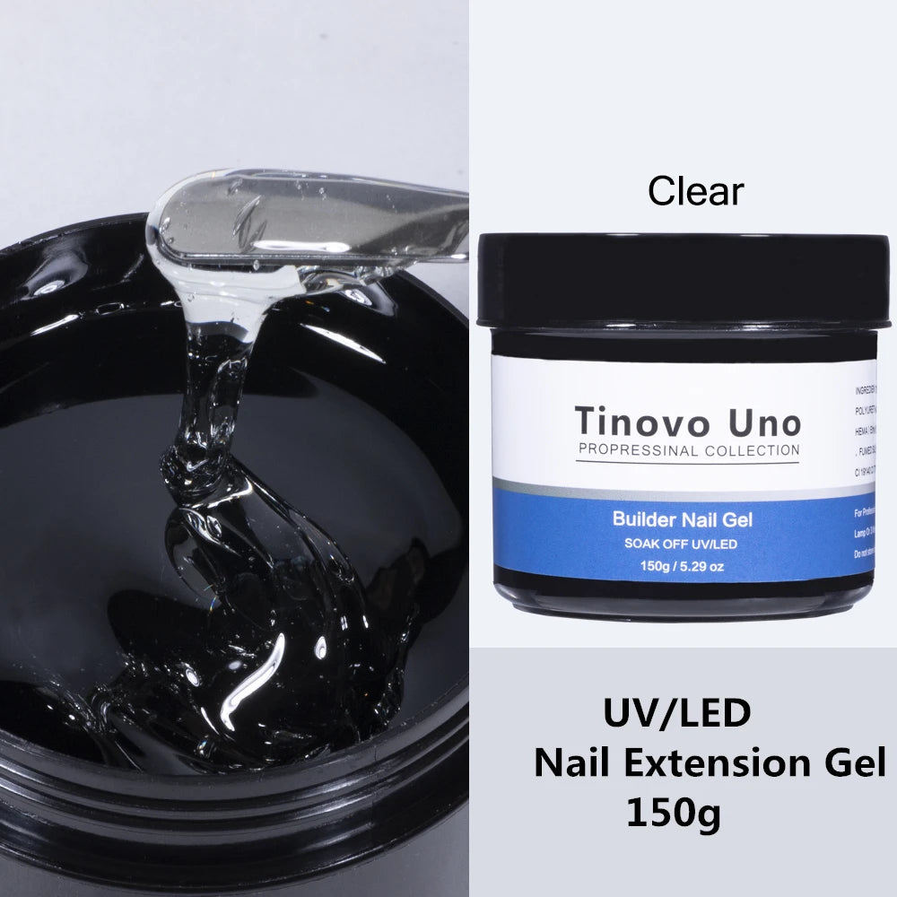 Tinovo Uno Poly Nail Gel French Manicure Builder UV Gel for Extension 150g White Crystal Pink Poly Acrylic Gel Paint Nails Art