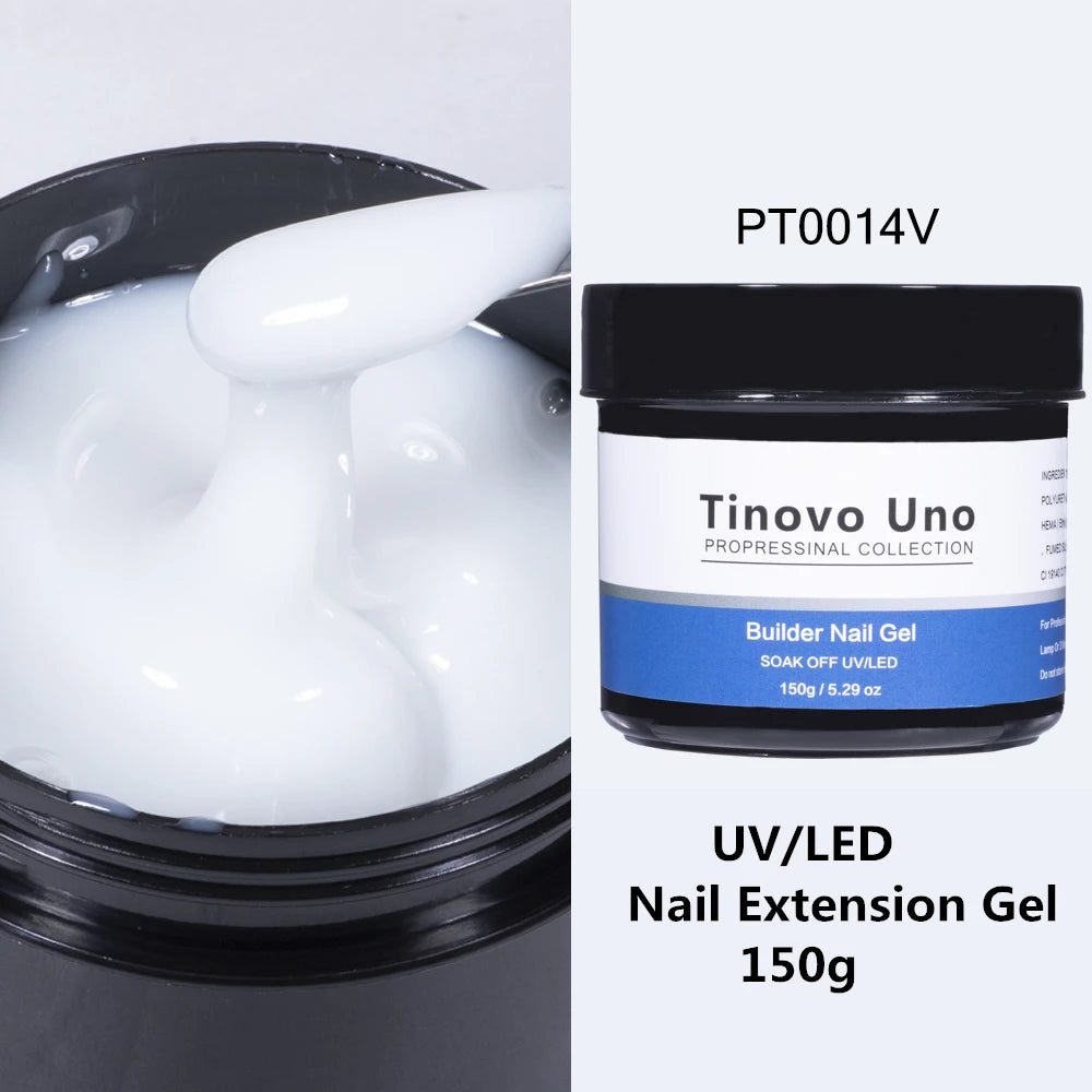 Tinovo Uno Poly Nail Gel French Manicure Builder UV Gel for Extension 150g White Crystal Pink Poly Acrylic Gel Paint Nails Art