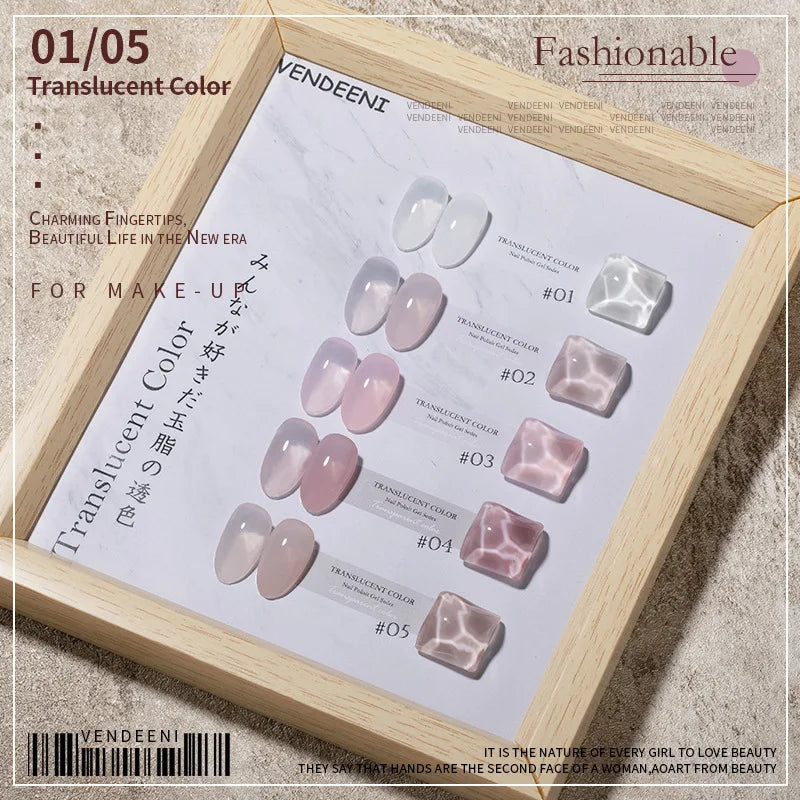 Vendeeni Nude Jelly UV Gel Nail Polish 40 Colors Translucent Semi Permanent Nail Art Lacquer Gel Pink Skin Tone Gel Varnish 15ml