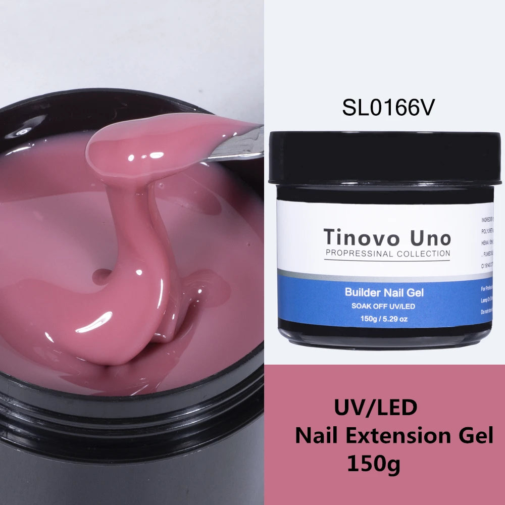 Tinovo Uno Poly Nail Gel French Manicure Builder UV Gel for Extension 150g White Crystal Pink Poly Acrylic Gel Paint Nails Art