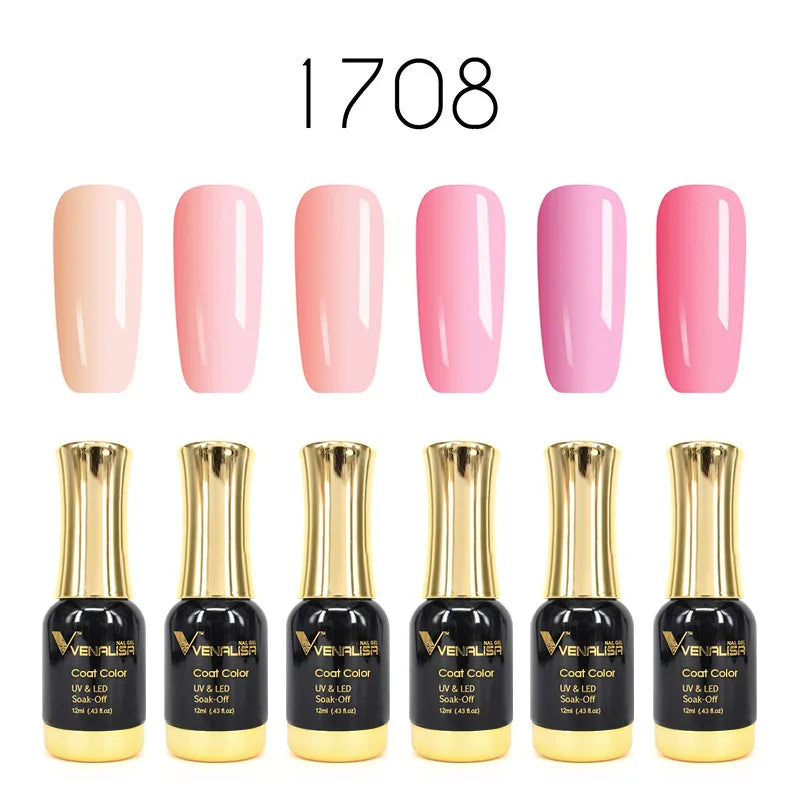 Venalisa Jelly Pink Kit 12ml Gel Nail Polish Full Coverage Platinum Pigment Fall Color Gorgeous Color Soak Off UV LEDGel Varnish