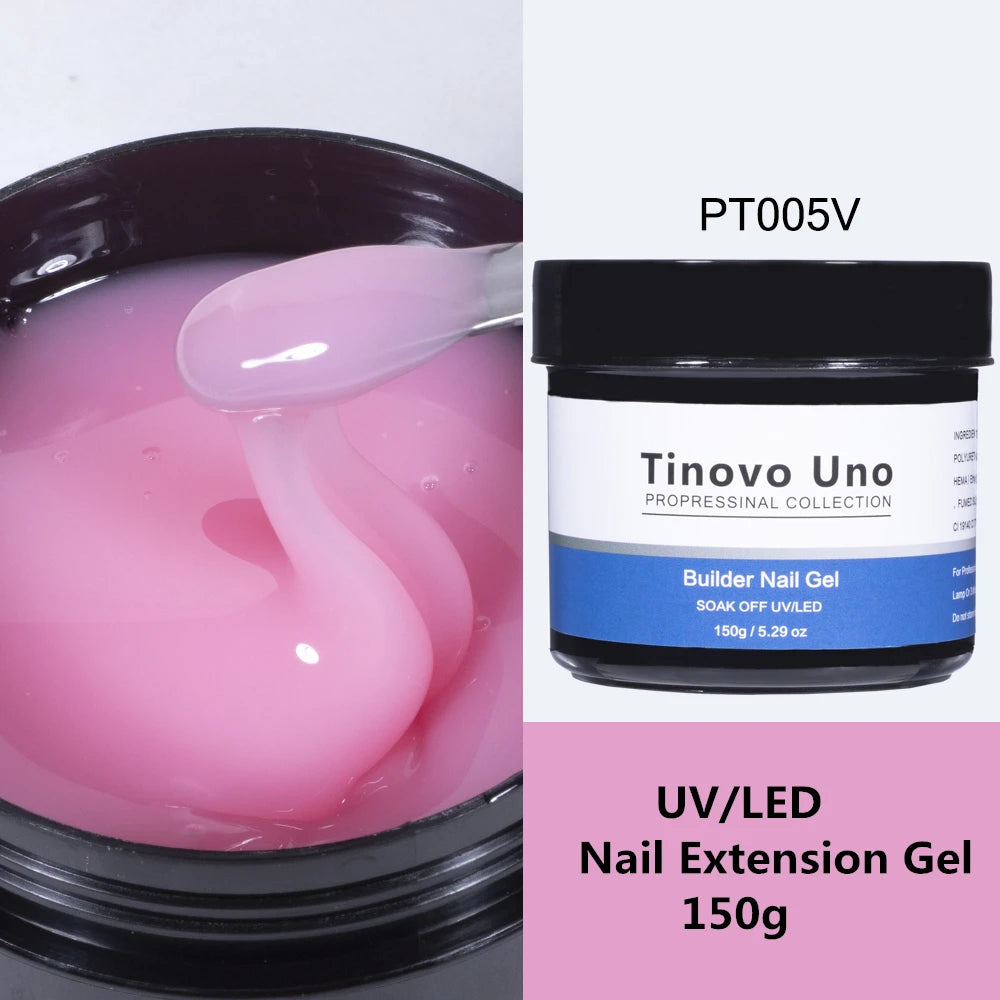 Tinovo Uno Poly Nail Gel French Manicure Builder UV Gel for Extension 150g White Crystal Pink Poly Acrylic Gel Paint Nails Art