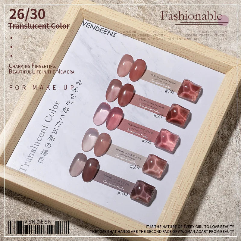 Vendeeni Nude Jelly UV Gel Nail Polish 40 Colors Translucent Semi Permanent Nail Art Lacquer Gel Pink Skin Tone Gel Varnish 15ml