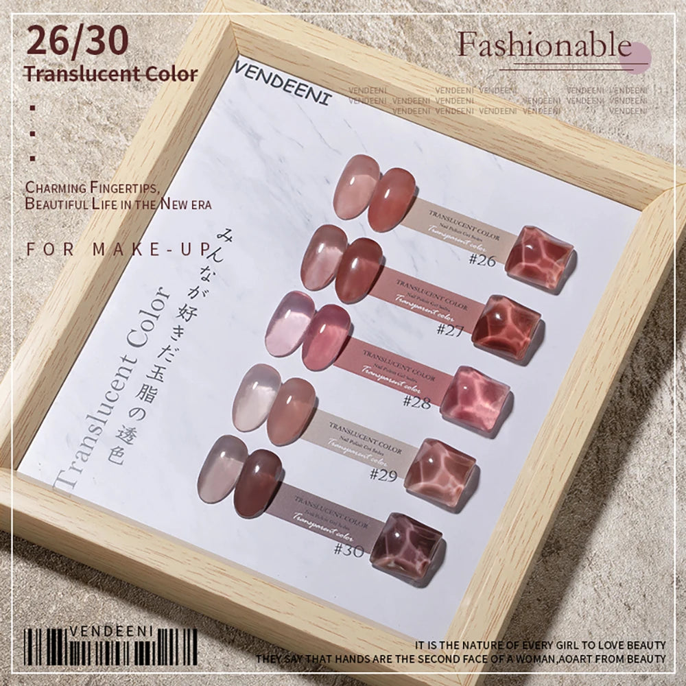 Vendeeni Nude Jelly UV Gel Nail Polish 40 Colors Translucent Semi Permanent Nail Art Lacquer Gel Pink Skin Tone Gel Varnish 15ml