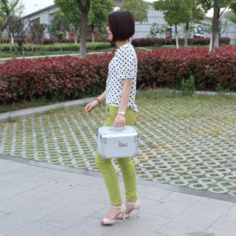 Medium Single Lock Double Mirror Cosmetic Case Storage Box Tattoo Nail Art Foot Sauna Sauna Kit With Makeup Suitcase Sale