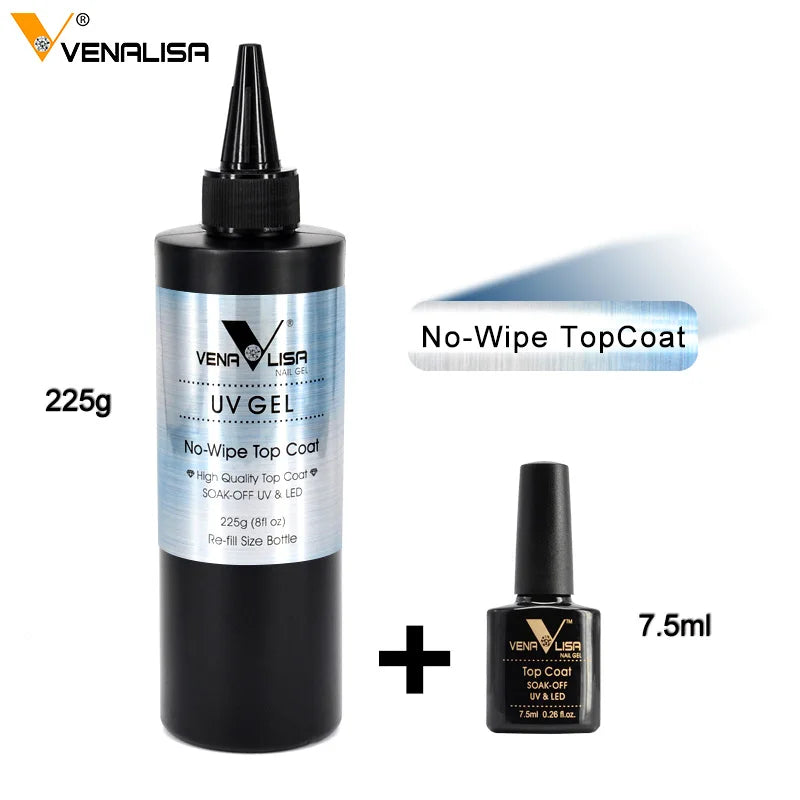 New nail gel 225 grams 8fl.oz no wipe topcoat nail gel polish big jar base coat soak off led nail gel