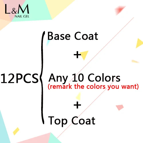 IDO 12 PCS/LOT Gel Nail Polish Semi Permanent Gellack Nail Art Salon 290 Colors Glitter 15ML UV LED Gel Polish Varnish гель лак