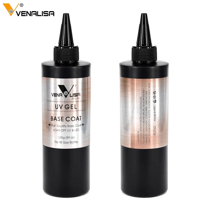 225g Venalisa Tempered Top Coat NoWipe Top Coat No Acid Base Coat Nail Salon Used Nail Gel Polish Soak Off UV LED Gel Top Coat