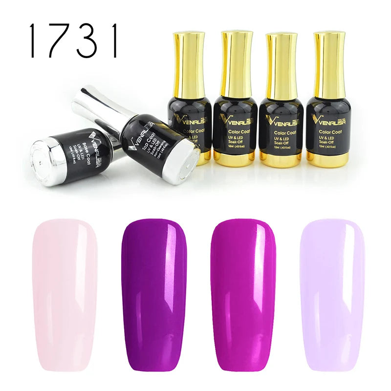 Venalisa Jelly Pink Kit 12ml Gel Nail Polish Full Coverage Platinum Pigment Fall Color Gorgeous Color Soak Off UV LEDGel Varnish