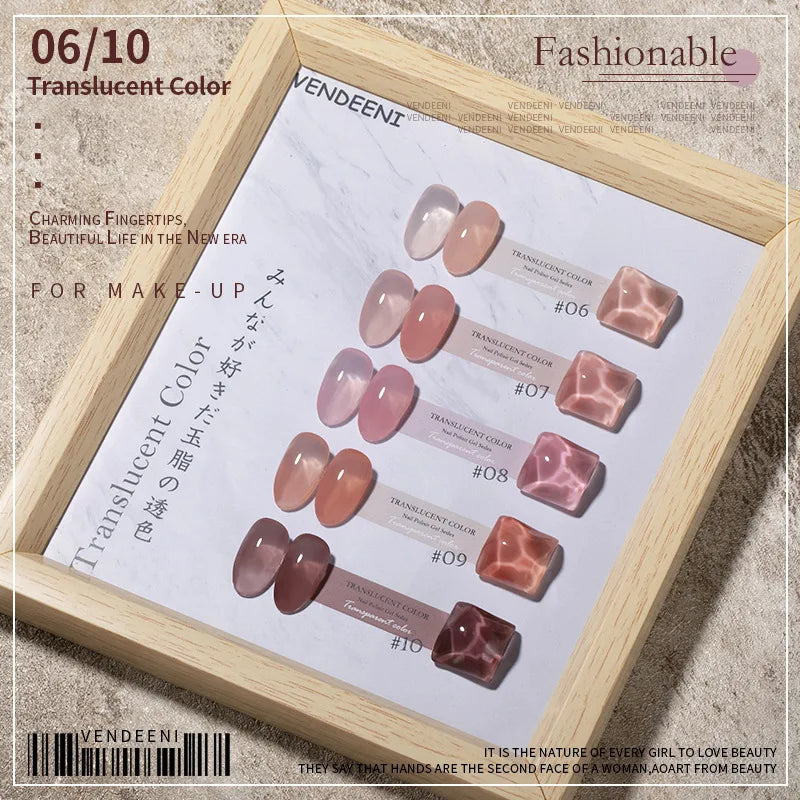 Vendeeni Nude Jelly UV Gel Nail Polish 40 Colors Translucent Semi Permanent Nail Art Lacquer Gel Pink Skin Tone Gel Varnish 15ml