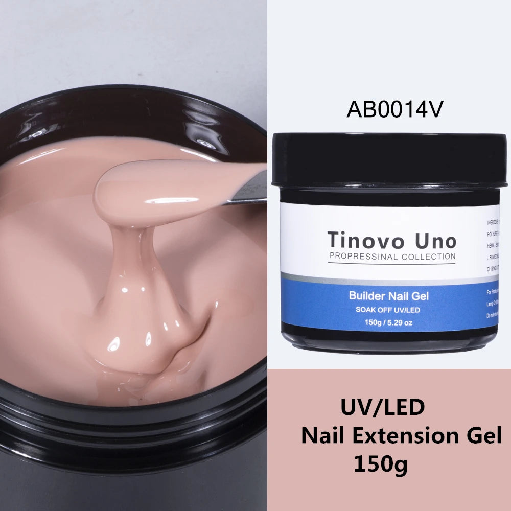 Tinovo Uno Poly Nail Gel French Manicure Builder UV Gel for Extension 150g White Crystal Pink Poly Acrylic Gel Paint Nails Art