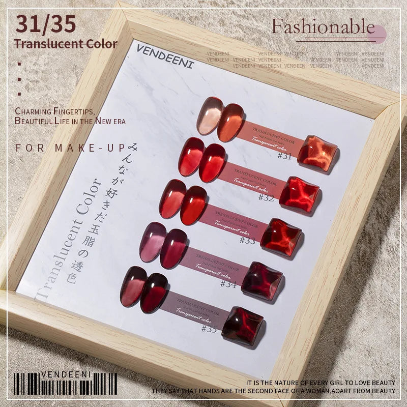 Vendeeni Nude Jelly UV Gel Nail Polish 40 Colors Translucent Semi Permanent Nail Art Lacquer Gel Pink Skin Tone Gel Varnish 15ml