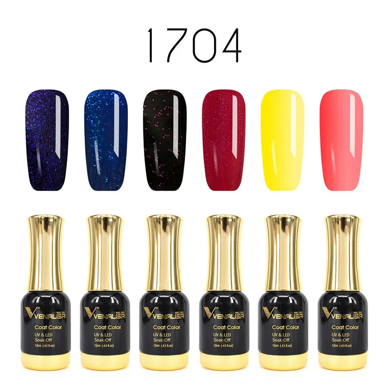 Venalisa Jelly Pink Kit 12ml Gel Nail Polish Full Coverage Platinum Pigment Fall Color Gorgeous Color Soak Off UV LEDGel Varnish