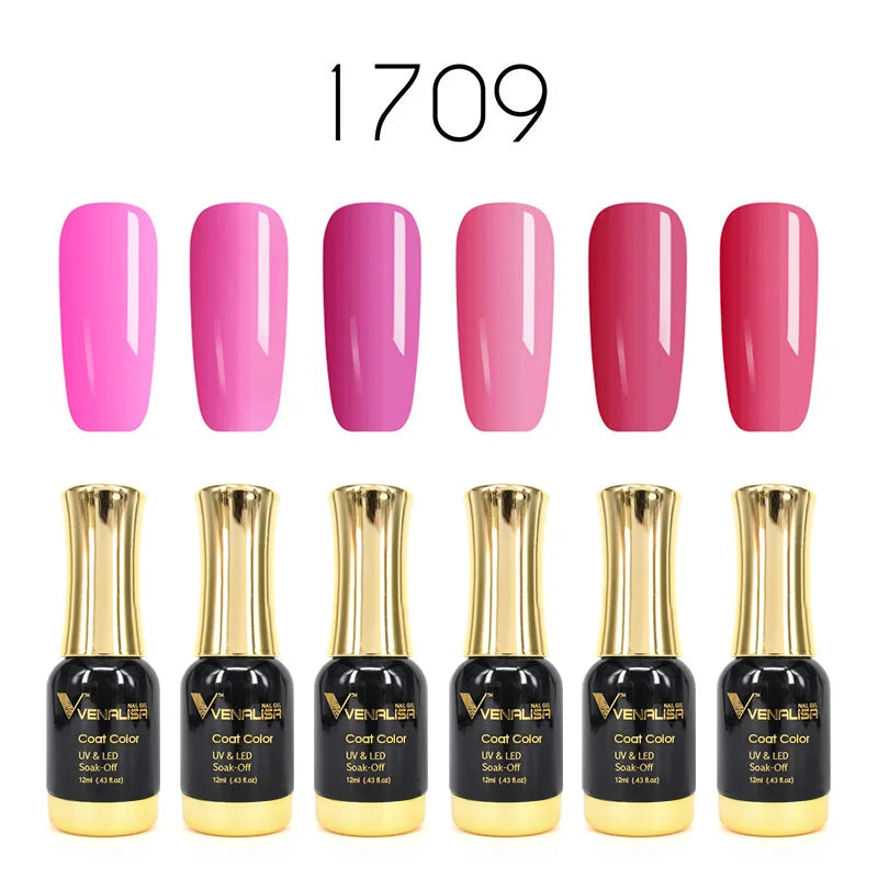 Venalisa Jelly Pink Kit 12ml Gel Nail Polish Full Coverage Platinum Pigment Fall Color Gorgeous Color Soak Off UV LEDGel Varnish