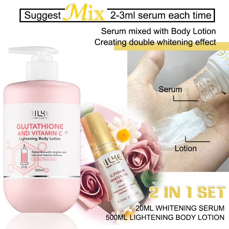 AILKE Bleaching Brightening Skin Tone Body Lotion, Suitable Knuckle, Elbow, Leg, Korean Skin Care Cosmetic 24 Hours Moisturizing
